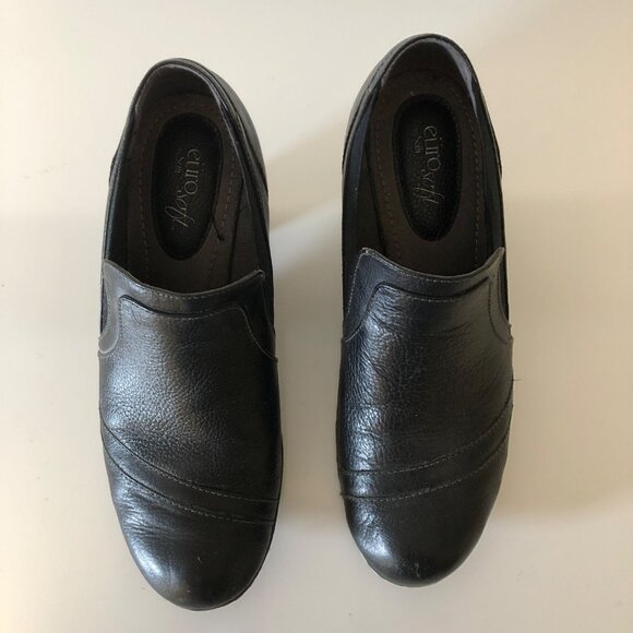 Eurosoft by Sofft Black Leather Heeled Slip On Shoes Womens Size 9.5 Comfortable - Picture 4 of 6